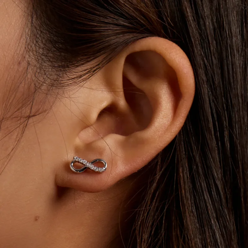 (image for) Pandora Style Infinity Symbol - Shine Stud Earrings - BSE543 - View 7