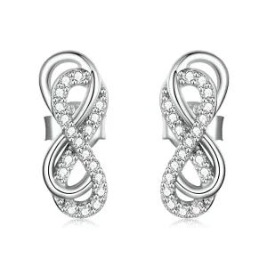 (image for) Pandora Style Infinity Symbols - Double Layer Stud Earrings - BSE542