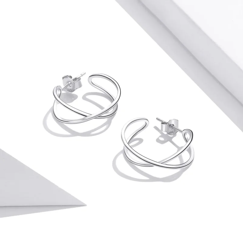 (image for) Pandora Style Intertwined Love Stud Earrings - SCE1195 - View 3