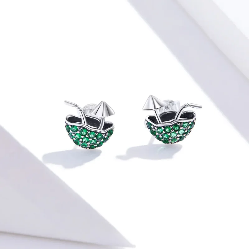 (image for) Pandora Style Leisurely Coconut Stud Earrings - SCE908 - View 2