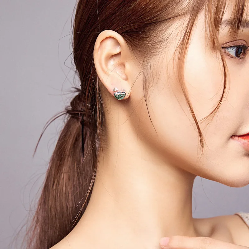(image for) Pandora Style Leisurely Coconut Stud Earrings - SCE908 - View 6