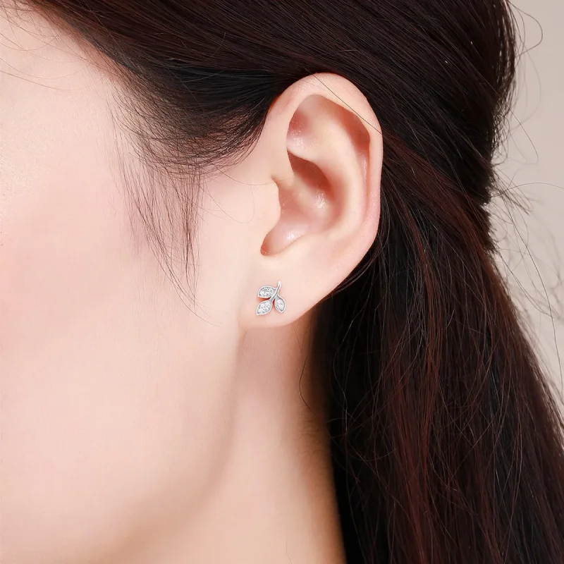 (image for) Pandora Style Listening to The Leaves Stud Earrings - SCE431 - View 5