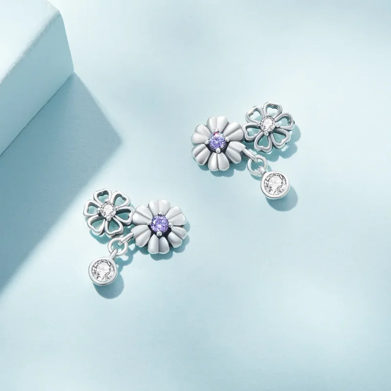 (image for) Pandora Style Little Daisy Stud Earrings - SCE1514 - View 4