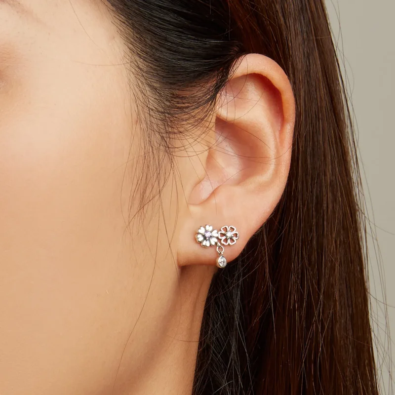 (image for) Pandora Style Little Daisy Stud Earrings - SCE1514 - View 5
