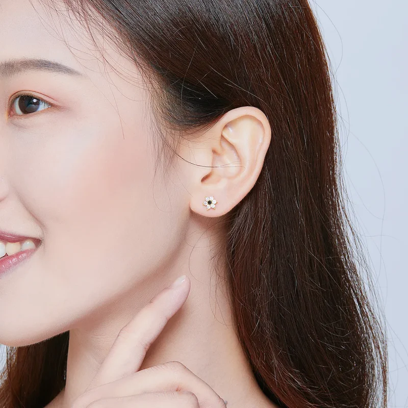 (image for) Pandora Style Little Flower Stud Earrings - SCE708 - View 5