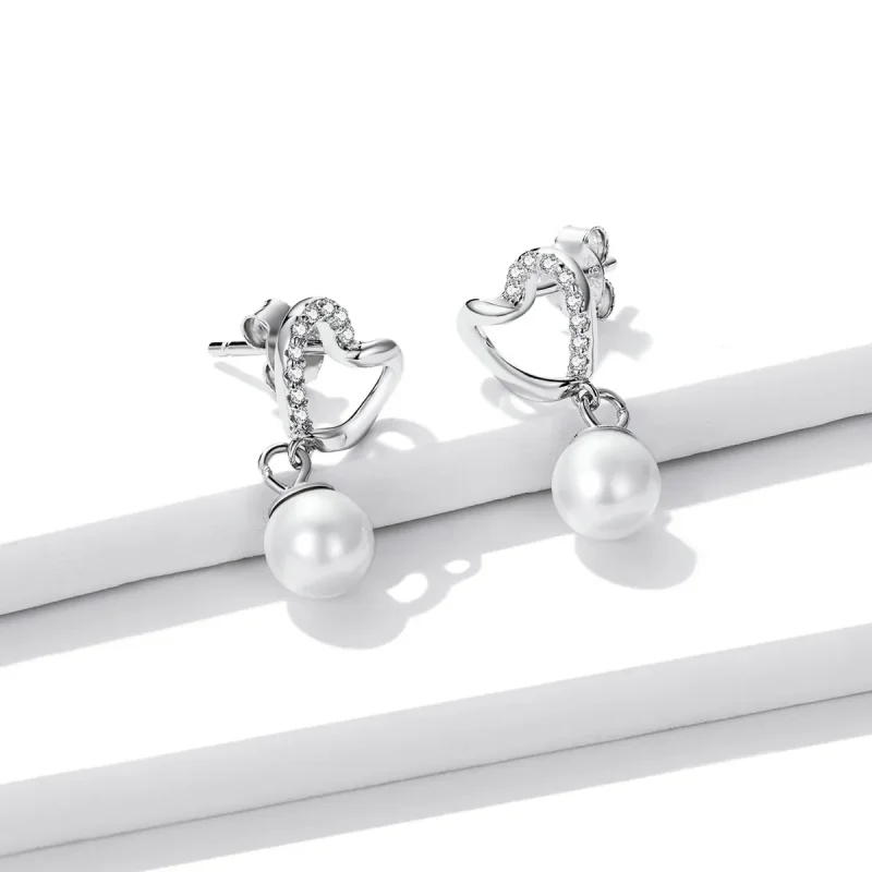 (image for) Pandora Style Love Shell Beads-Elegant Stud Earrings - BSE552 - View 2