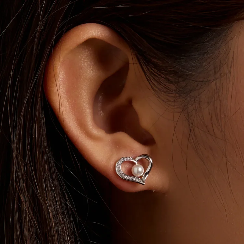 (image for) Pandora Style Love Shell Beads - Simple Stud Earrings - BSE550-A - View 4
