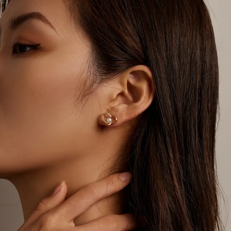 (image for) Pandora Style Love Shell Beads - Simple Stud Earrings - BSE550-B - View 3