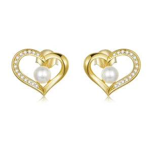 (image for) Pandora Style Love Shell Beads - Simple Stud Earrings - BSE550-B