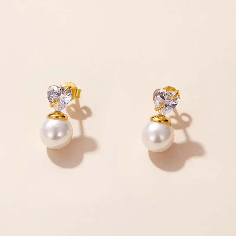 (image for) Pandora Style Love Shell Beads Stud Earrings - SCE1318 - View 4
