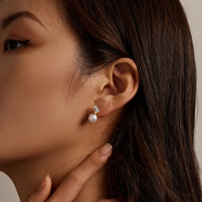 (image for) Pandora Style Love Shell Beads Stud Earrings - SCE1318 - View 6