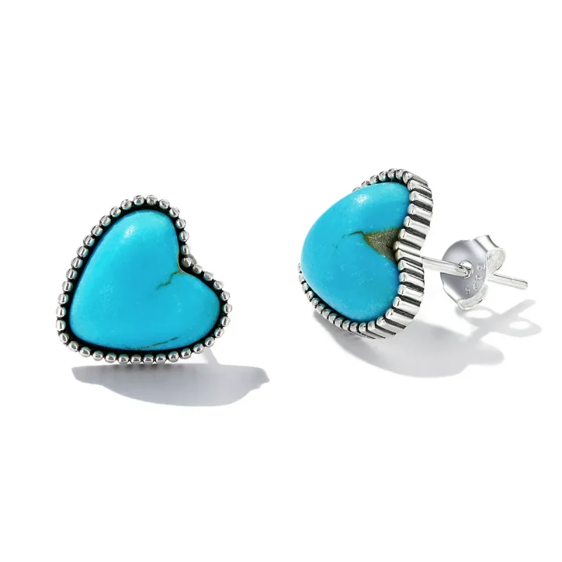 (image for) Pandora Style Love Turquoise Stud Earrings - BSE591 - View 3