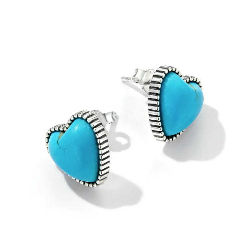(image for) Pandora Style Love Turquoise Stud Earrings - BSE591 - View 4