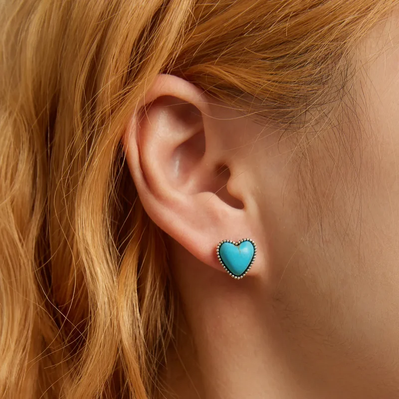 (image for) Pandora Style Love Turquoise Stud Earrings - BSE591 - View 6