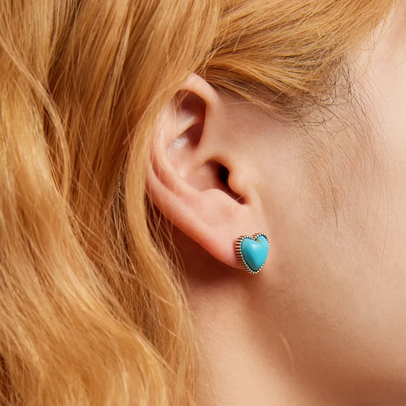 (image for) Pandora Style Love Turquoise Stud Earrings - BSE591 - View 8