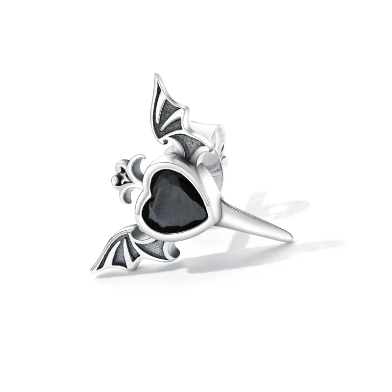 (image for) Pandora Style Love Wings Stud Earrings - SCE1179-BK - View 2