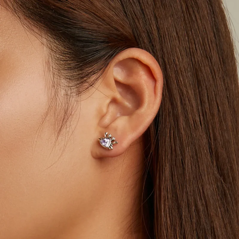 (image for) Pandora Style Mini Crab Stud Earrings - BSE572 - View 8
