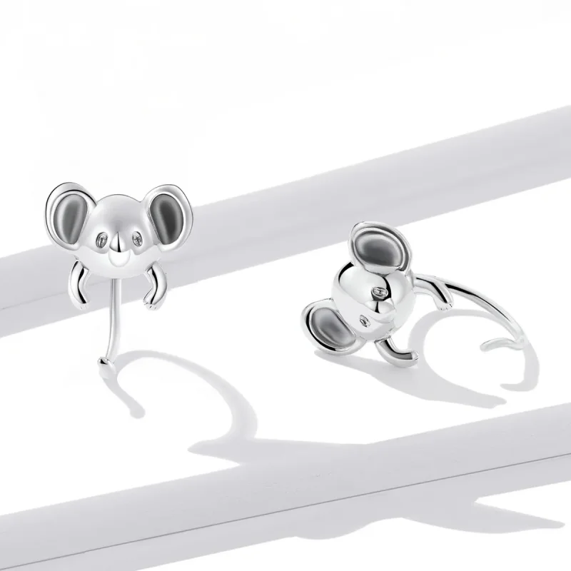 (image for) Pandora Style Mini Koala Stud Earrings - BSE566 - View 3