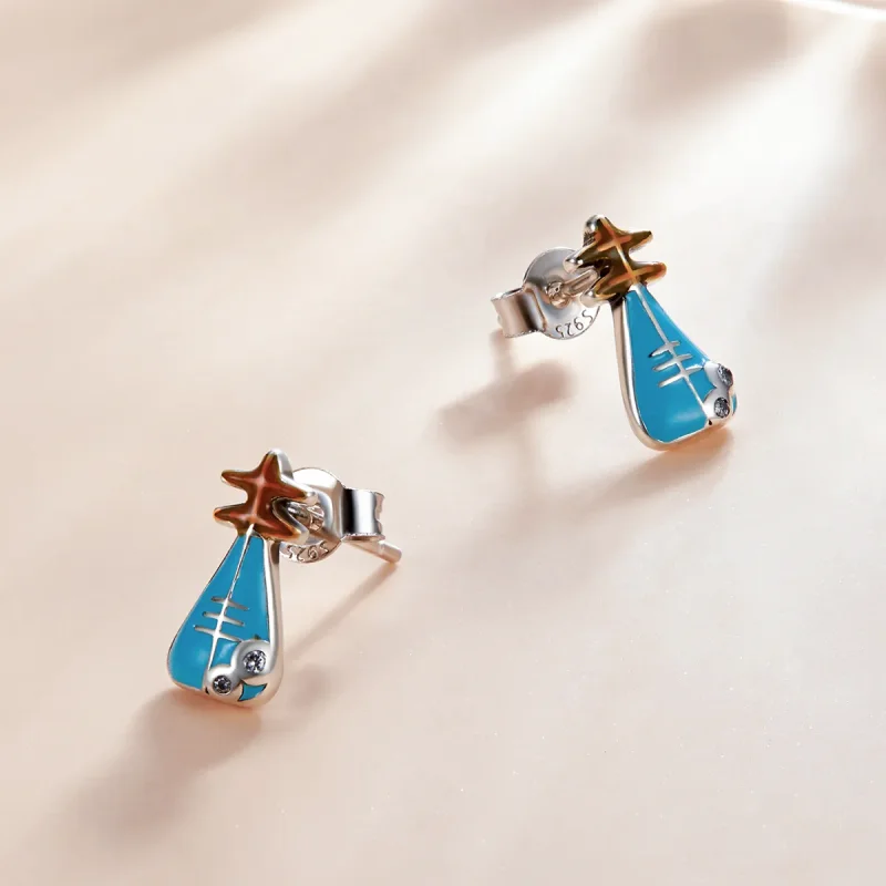 (image for) Pandora Style Mini Lute Stud Earrings - SCE1216 - View 2