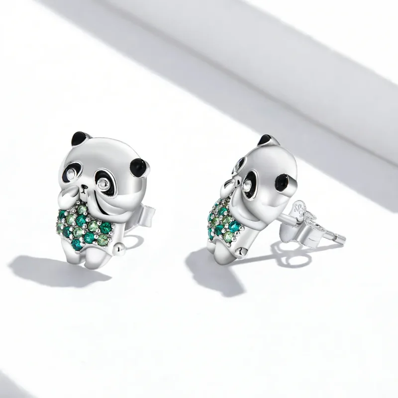 (image for) Pandora Style Mini Panda Stud Earrings - SCE1370 - View 3