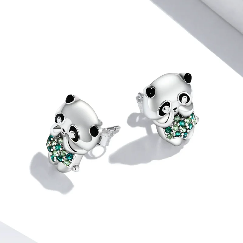 (image for) Pandora Style Mini Panda Stud Earrings - SCE1370 - View 4
