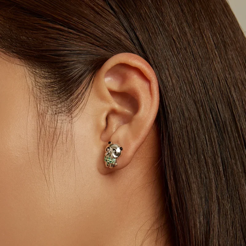 (image for) Pandora Style Mini Panda Stud Earrings - SCE1370 - View 5