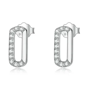 (image for) Pandora Style Mini Paper Clip Stud Earrings - SCE1330