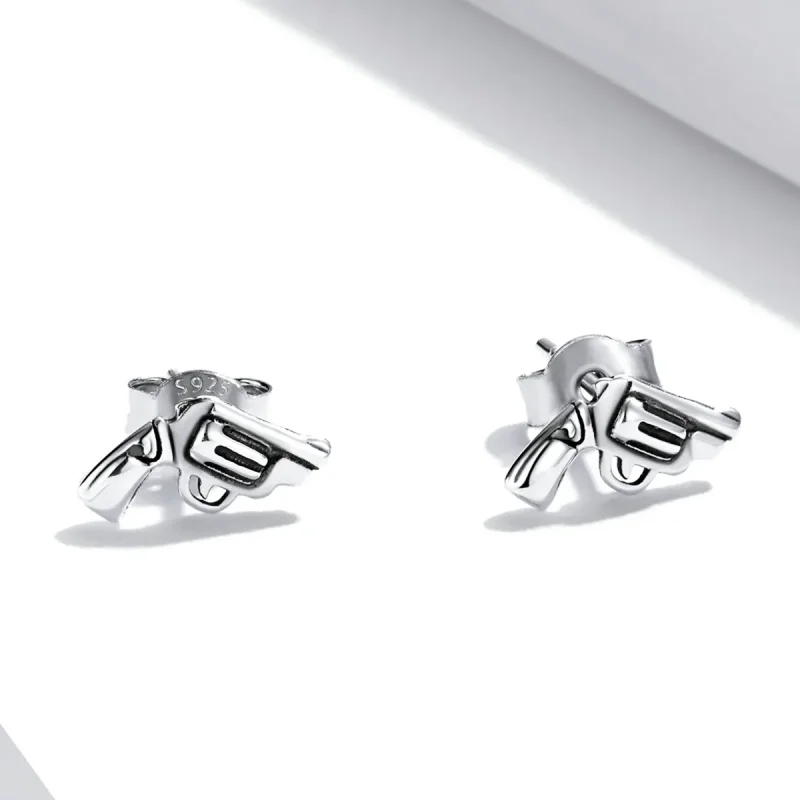 (image for) Pandora Style Mini Pistol Stud Earrings - SCE1293 - View 2