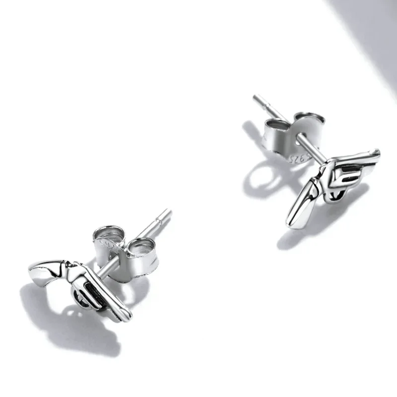 (image for) Pandora Style Mini Pistol Stud Earrings - SCE1293 - View 3