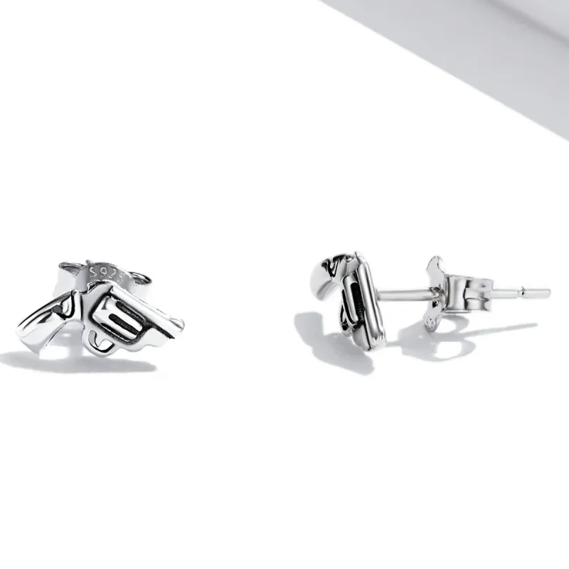 (image for) Pandora Style Mini Pistol Stud Earrings - SCE1293 - View 4