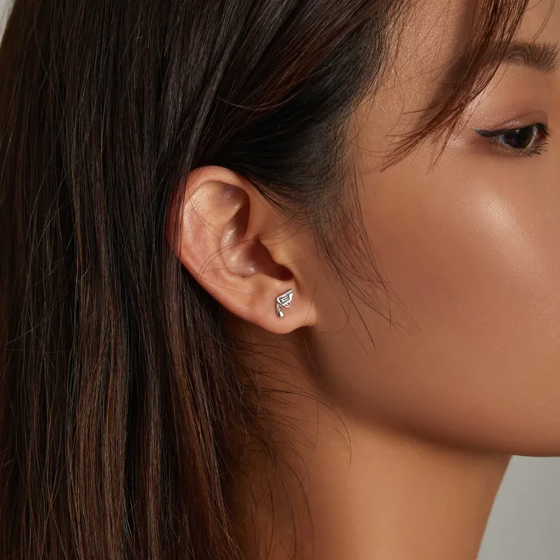(image for) Pandora Style Mini Pistol Stud Earrings - SCE1293 - View 7