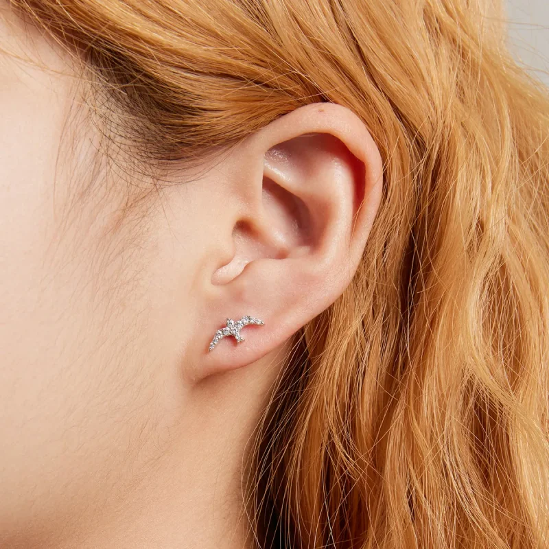 (image for) Pandora Style Mini Swallow Stud Earrings - BSE594 - View 8