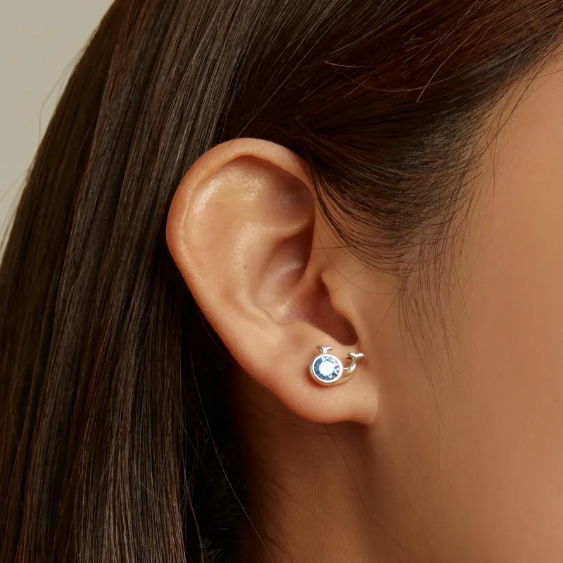 (image for) Pandora Style Mini Whale Stud Earrings - SCE1366 - View 7