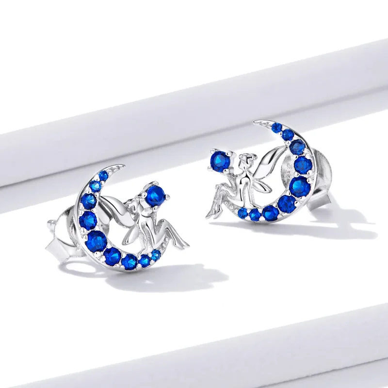 (image for) Pandora Style Moon Elf Stud Earrings - BSE376 - View 3