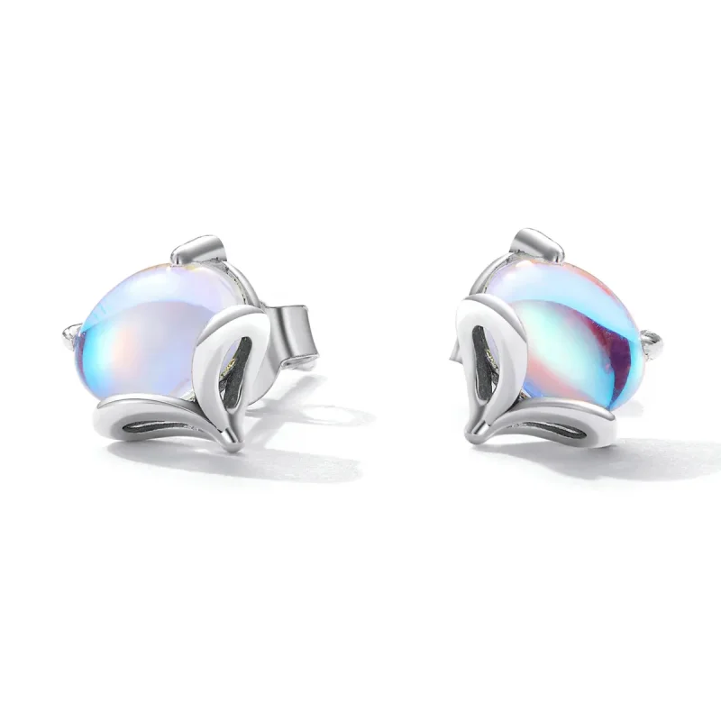 (image for) Pandora Style Moonstone Fox Stud Earrings - SCE1386 - View 2