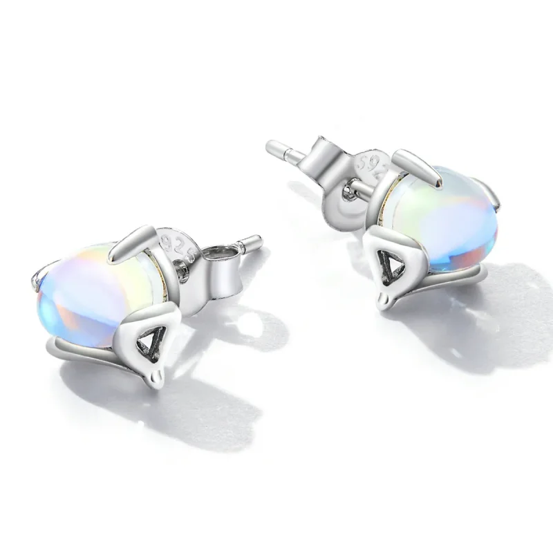 (image for) Pandora Style Moonstone Fox Stud Earrings - SCE1386 - View 3