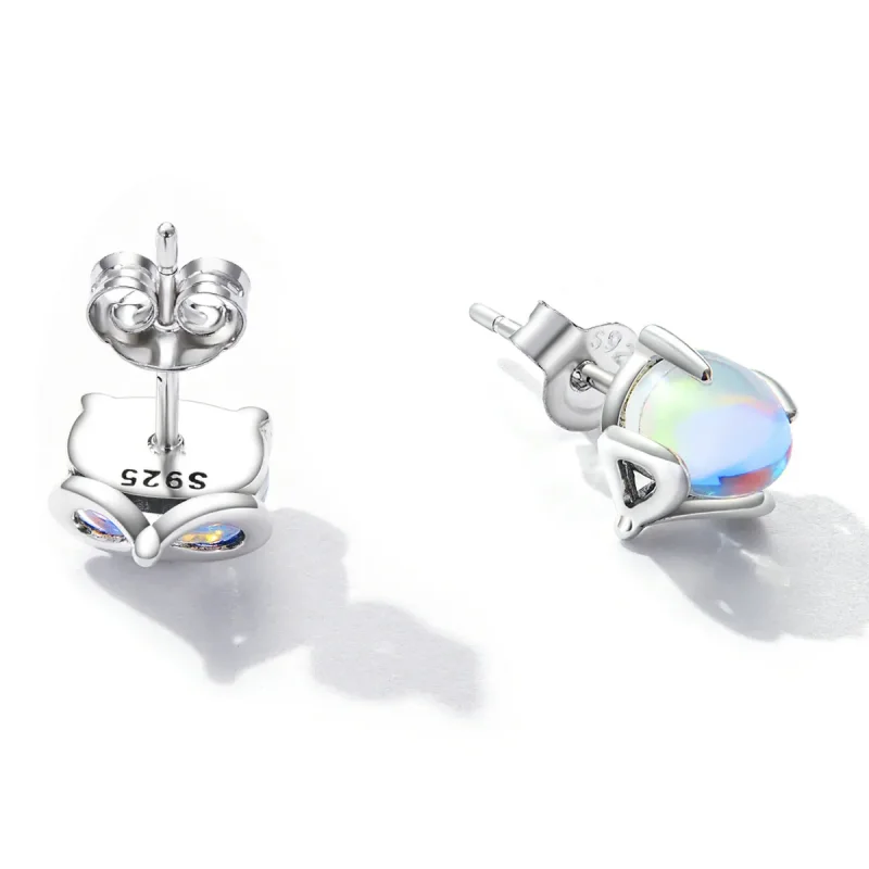 (image for) Pandora Style Moonstone Fox Stud Earrings - SCE1386 - View 4