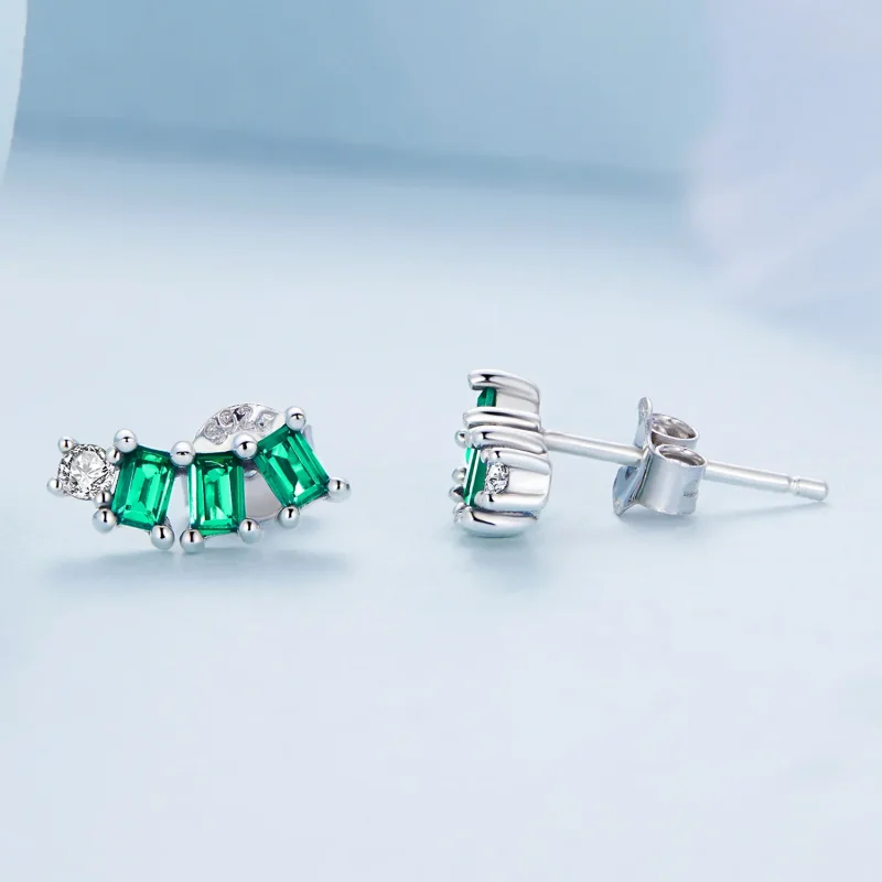 (image for) Pandora Style Mosaic Gems Stud Earrings - BSE704 - View 3
