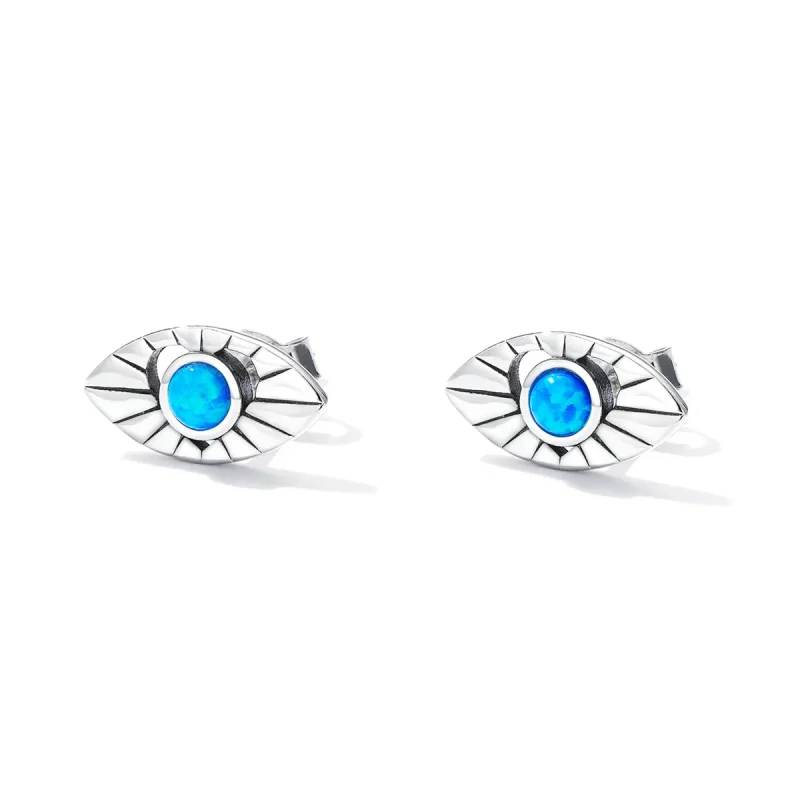 (image for) Pandora Style Mystic Devil Eye Stud Earrings - SCE1381 - View 2