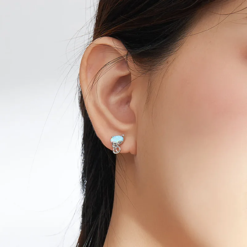 (image for) Pandora Style Opal Cute Cat Stud Earrings - SCE828 - View 5