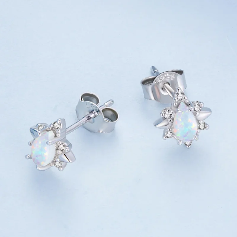 (image for) Pandora Style Opal Drop Stud Earrings - BSE685 - View 4