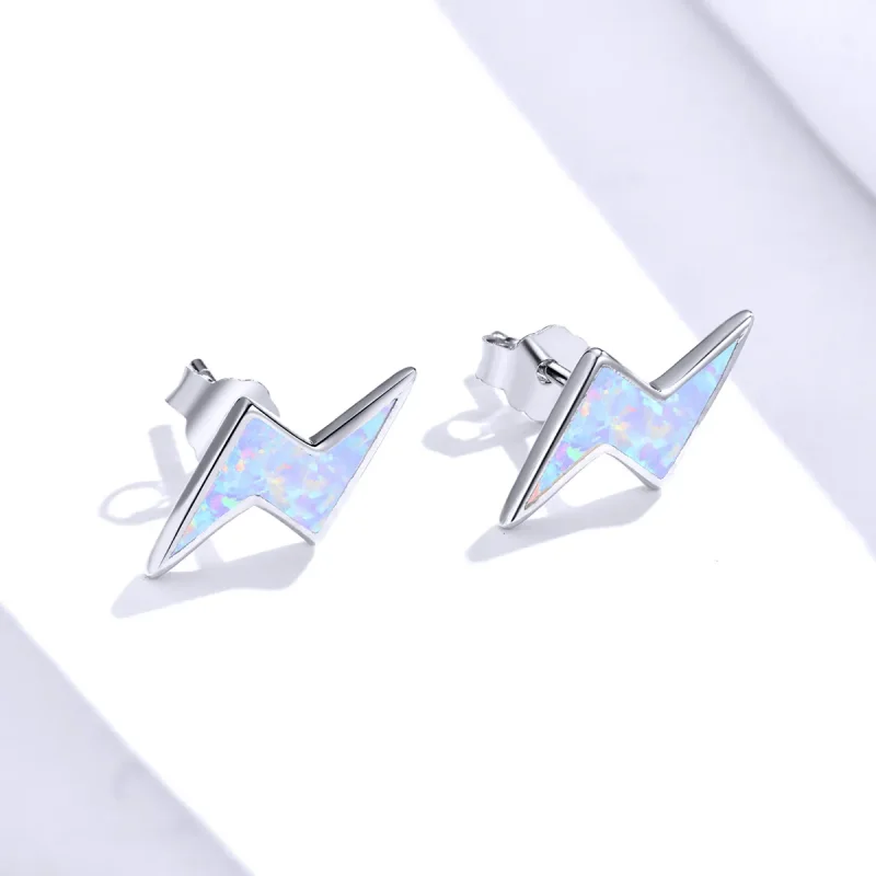 (image for) Pandora Style Opal Lightning Stud Earrings - SCE860 - View 2