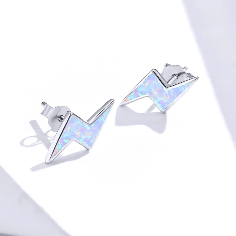 (image for) Pandora Style Opal Lightning Stud Earrings - SCE860 - View 4