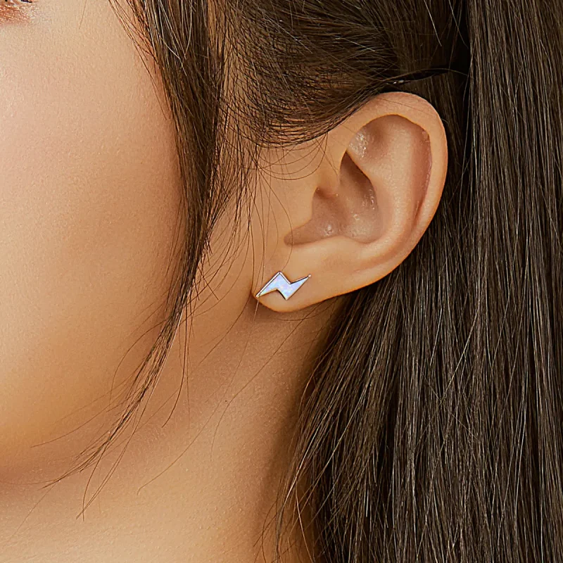 (image for) Pandora Style Opal Lightning Stud Earrings - SCE860 - View 7