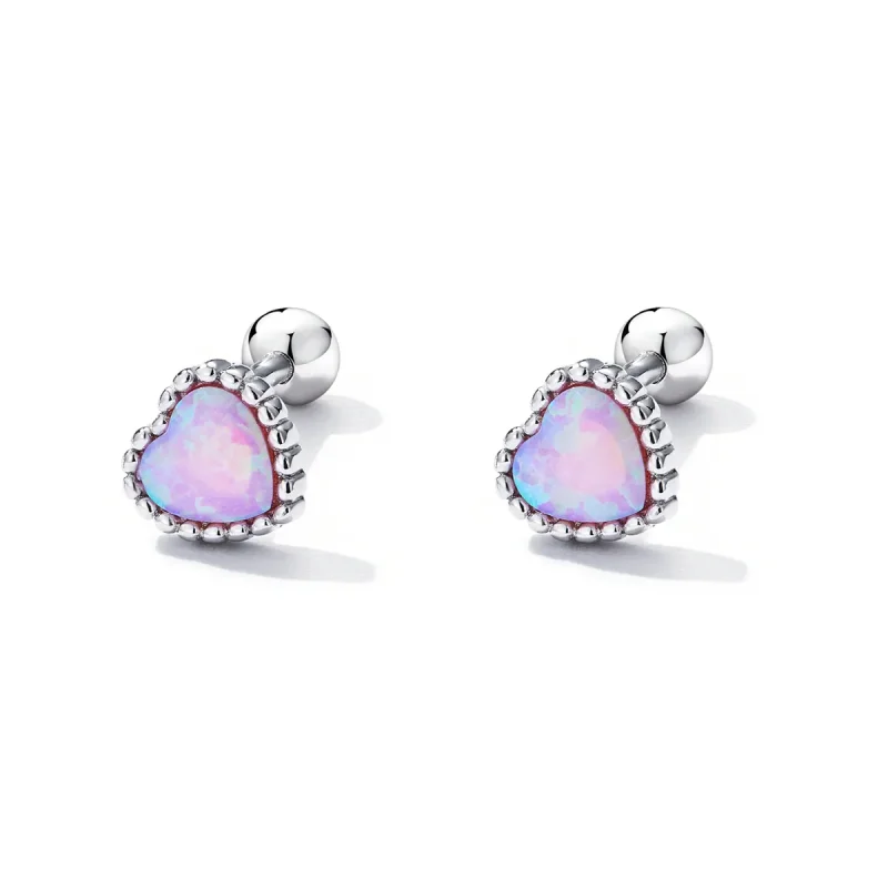 (image for) Pandora Style Opal Love Stud Earrings - SCE1383 - View 2