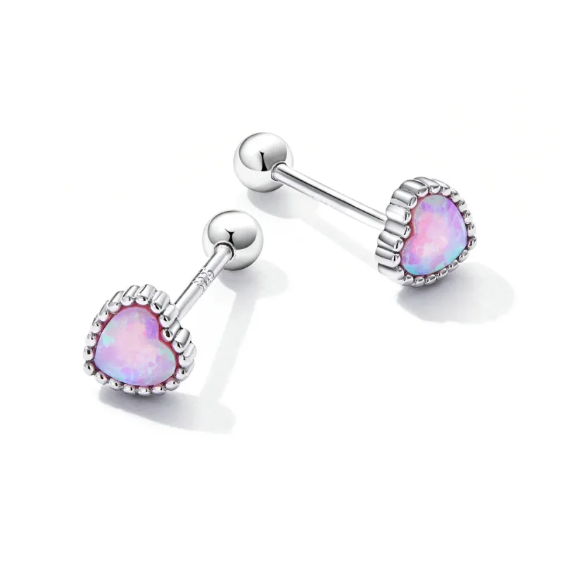 (image for) Pandora Style Opal Love Stud Earrings - SCE1383 - View 4