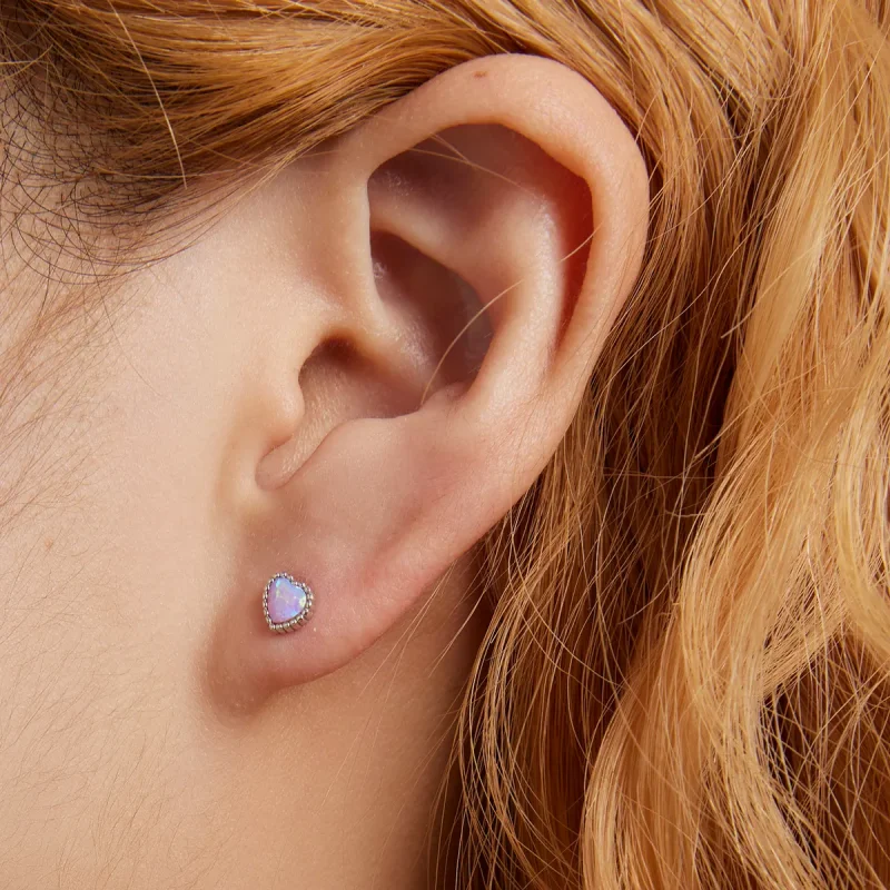 (image for) Pandora Style Opal Love Stud Earrings - SCE1383 - View 5