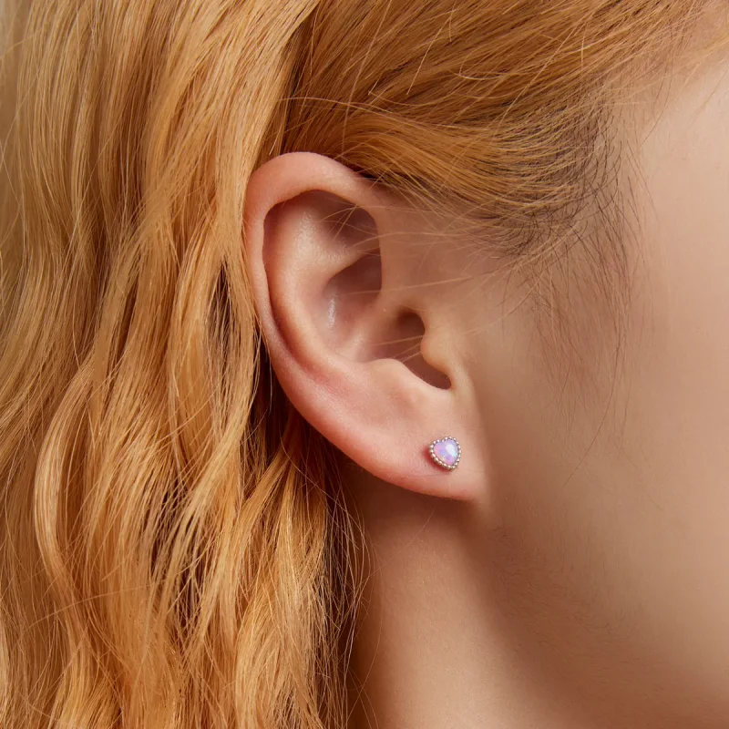 (image for) Pandora Style Opal Love Stud Earrings - SCE1383 - View 6