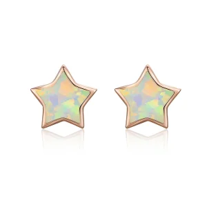 (image for) Pandora Style Opal Pentagram Stud Earrings - SCE674