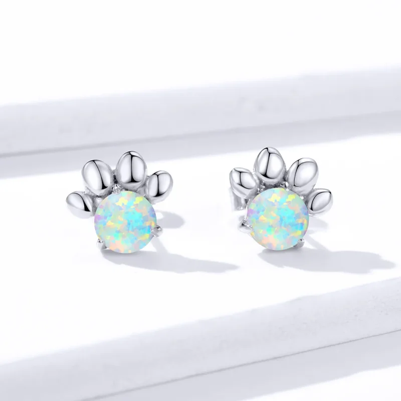 (image for) Pandora Style Opal Pet Seal Stud Earrings - BSE346 - View 2